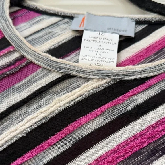 Missoni Vibrant Striped Long Sleeve Top - Pink, Black, Gray - Picture 4 of 7